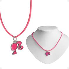 Colar Infantil Menina + Pingente Barbie Qualidade Premium Rosa Moda Presente Pink Criança Amor