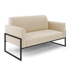 Sofá Namoradeira Base Industrial Alta Preto Marisa Suede D03 - D'rossi