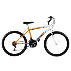 Bicicleta de Passeio Ultra Bikes Esporte Bicolor Aro 24 Reforçada Freio V-Brake,18 Marchas Laranja/Branco
