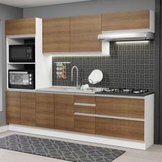 Cozinha Completa 100% Mdf Madesa Acordes 270006 com Armário e Balcão (sem Tampo e Pia) - Branco/rustic