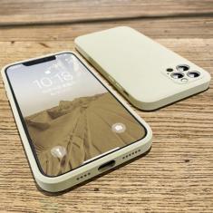 Capa para iphone 12 silicone líquido quadrado capa de proteção de lente completa, cor branca cremosa, para iphone 12