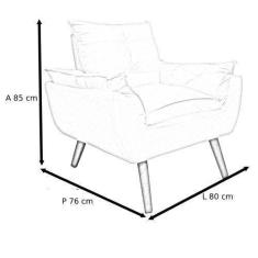 Poltrona/Cadeira Decorativa Glamour Capuccino Com Pés Quadrado - Smf D