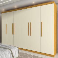 Guarda-roupa Casal 6 Portas Roma Yescasa Naturale/Off White