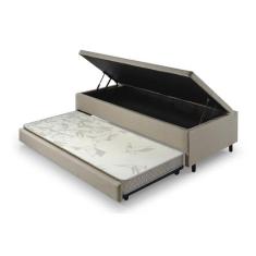 Bicama Box Com Baú Viúvo 120x203 com Colchão Auxiliar Linho Cinza - Ca