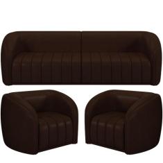 Kit Sofá 4 Lugares Para Sala 292cm com 02 Poltronas Lazio M03 Corano M