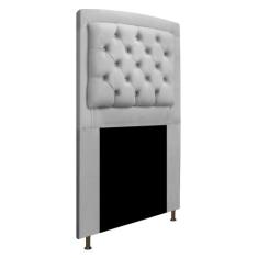Cabeceira Estofada Geovana 90 cm Solteiro Com Capitonê  Suede Cinza - 