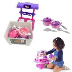 Kit Cozinha Completa Infantil Brinquedo Fogão Pia E Forno