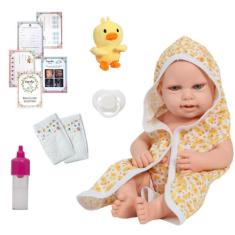 Bebê Reborn Boneco Masculino Fofinho Com Saída de Banho Pato - Cegonha