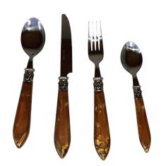 Faqueiro Com 24 Peças Em Aço Inox Caramelo - Kenya