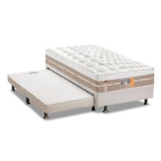 Cama Box C/Auxiliar Solteiro: Colchão Castor Pocket Silver Star Air + Base Branco(88X188)