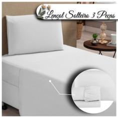 Jogo De Lençol Microfibra Solteiro 03 Peças Branco