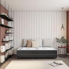 Cama Box Solteiro Conjugada Napoli D28 Ortopédico Floral e Preta