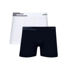 Cueca Lupo Boxer Microfibra Sem Costura 436-088 C/2, Branco, Preto, P