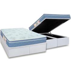 Cama Box Baú King: Colchão Espuma D45 Castor Sleep Max + Base CRC Cour