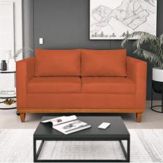 Sofá 2 Lugares 140cm Suede Esper Laranja Terracota - Maranata Estofado