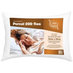 Travesseiro Percal 50x70cm Casa Dona 200 Fios Fibra Siliconada Branco
