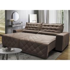 Sofá 2,12m Retrátil e Reclinável com Molas Cama inBox Plus Tecido Suede Velusoft Castor