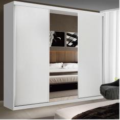 Guarda Roupa Casal 3 Portas de Correr e 3 Espelhos Evidence Espresso Móveis Branco