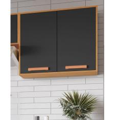 Armário para Cozinha Aéreo 2 Portas 80cm Nápoles Cinamomo/Grafite Intenso