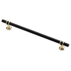 Liga de zinco preto ouro porta alças armário de cozinha puxadores de gaveta sólida moda móveis lidar com ferragem, ouro preto 224mm