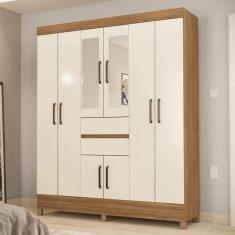 Guarda Roupa Casal 8 Portas Com Espelho e 2 Gavetas Paranaguá