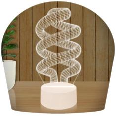 Luminária Led 3D Circulo Esfera Abajur 6 - 3D Fantasy, Base Branca, Bi