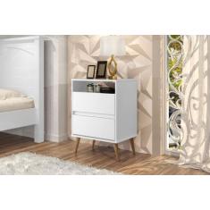 Mesa de Cabeceira Lotus 2 gavetas Branco - Comprar Moveis em Casa - Co
