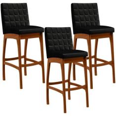 Kit 03 Banquetas Altas Para Cozinha Sala de Jantar Fixa Mila L02 Facto