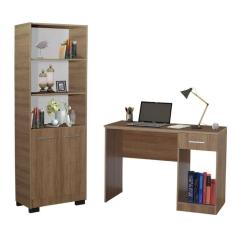 Kit Estante Para Livros Mesa Escrivaninha Onix Mel Com Porta