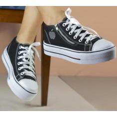 Tenis Plataforma Via Star Shoes ref. 1000 Preto, Preto, 36