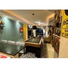 Mesa de Sinuca e Jantar com 4 Bancos - 2,34x1,34 - Nelson Bilhares, Pr