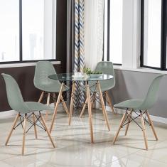 Kit 4 Cadeiras Colmeia Furadinha Heloisa Eloá Charles Eames Eiffel Base Madeira Cinza - Lianto Decor