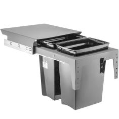 Lixeira Deslizante Dupla 30L Ecológica Para Cozinha Master Grafite