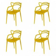 Kit 4 Cadeira De Jantar Solna Or Design Amarelo