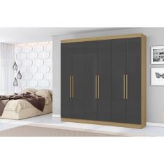 Roupeiro Livorno 6 Portas 2 Gavetas Atacama Grafite - Aramóveis