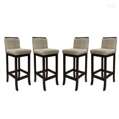 Kit 4 Banquetas Alta para Cozinha Nice Madeira Maciça Matelassê Suede Bege CCS