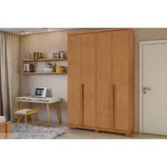 Guarda Roupa 4 Portas  e 2 Gavetas c/ Pés Alonzo Amêndoa - Lopas