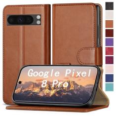 RingPi Capa para celular Google Pixel 8 Pro [couro com bloqueio de RFID], [3 compartimentos para cartão de crédito] capa flip folio book à prova de choque, capas com suporte, mulheres e homens para
