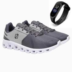 Tênis Academia Masculino Cadarço Fitness Esportivo Corrida e Caminhada Com Relógio-Masculino