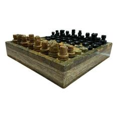 Tabuleiro 2 Em 1 Xadrez Damas Com Porta Peças 22 Cm