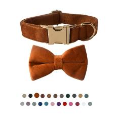 Coleira para cães com gravata borboleta, coleira ajustável de veludo para cães com fivela de metal e gravata borboleta destacável elegante para meninos e meninas pequenos, médios ou grandes, cães e