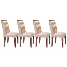 Cadeira Sala de Jantar Imperatriz Madeira Kit 4 Un Capuccino - Veludo Creme - Rufato