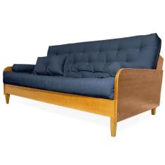 Sofá Cama Paris Acquablock Madeira Nobre Natural - Azul Royal