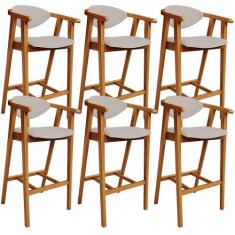 Kit 06 Banquetas Alta Para Cozinha Bancada Bar Sala de Jantar Fixa Cec