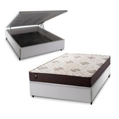 Conjunto Box Baú Allura Marrom 138x188x65 c/ Molas Ensacadas - King Ho