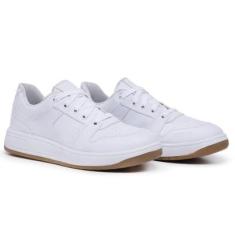 Tênis Feminino Cadarço Sola Reta Cano Curto Conforto Casual-Feminino