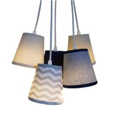 Lustre Pendente Cacho Chevron Crie Casa Cinza, Bege e Azul Marinho