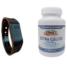 kit Pulseira Bracelete Terapêutica Magnética CMN e Suplemento Cálcio mdk