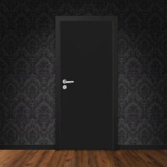 Kit Porta de Madeira 210x70cm Lisa Laqueada Direita Moldufama Preto