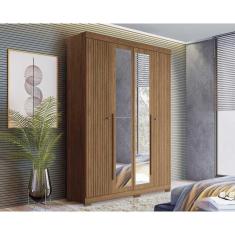 Guarda Roupa Solteiro 4 Portas E 2 Gavetas C/ Espelho E Pés Buriti Jatoba - Santos Andirá